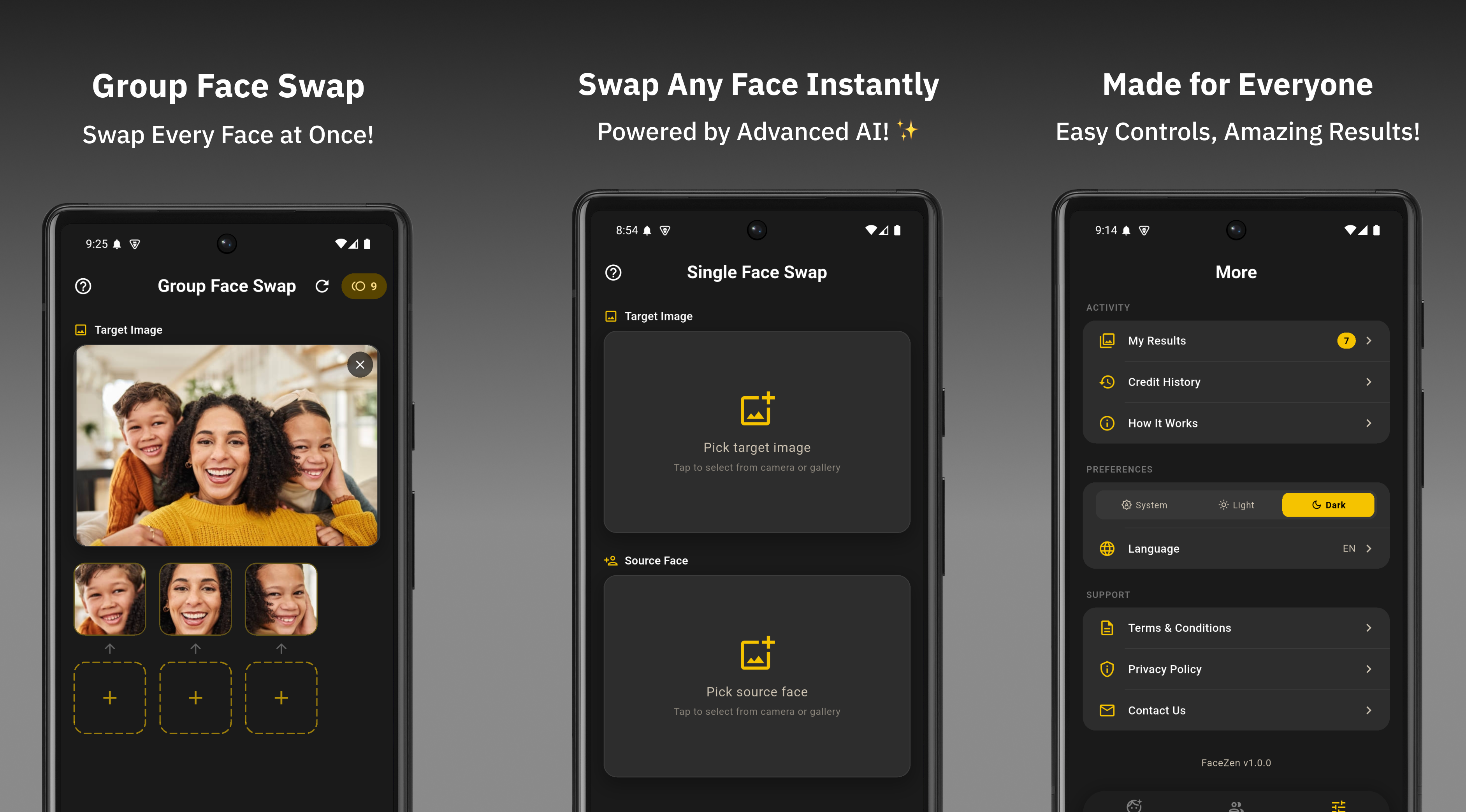 AI face swap app FaceWap showing realistic face swap results