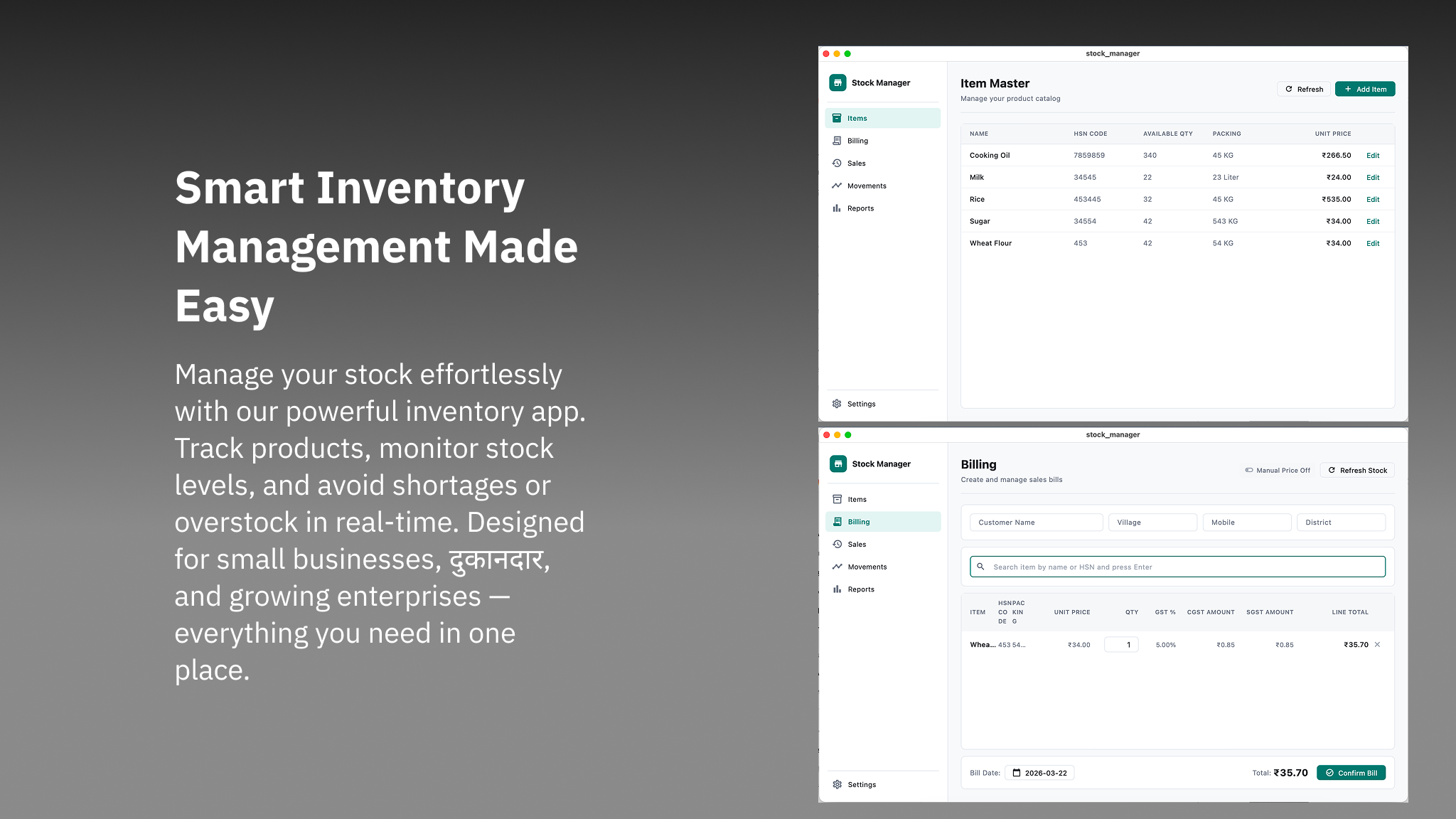 Smart Inventory Dashboard preview